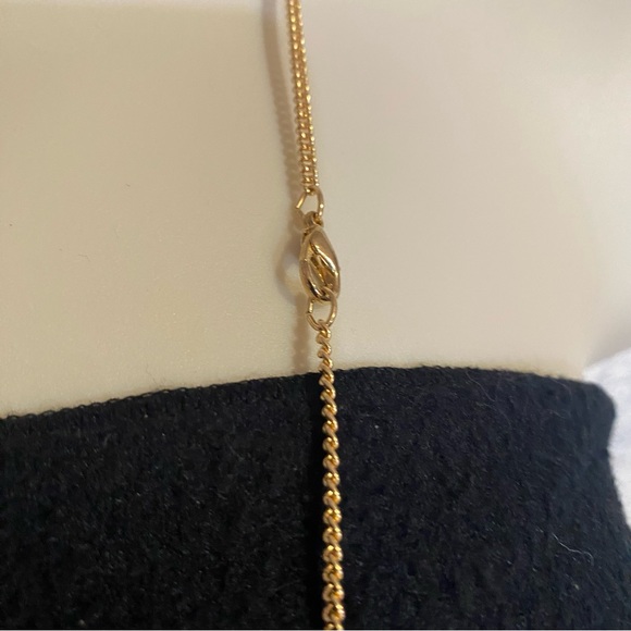 Gold and silver tone necklace with large glass black drop, GUC 28”, 2 1/2” drop - Picture 3 of 4